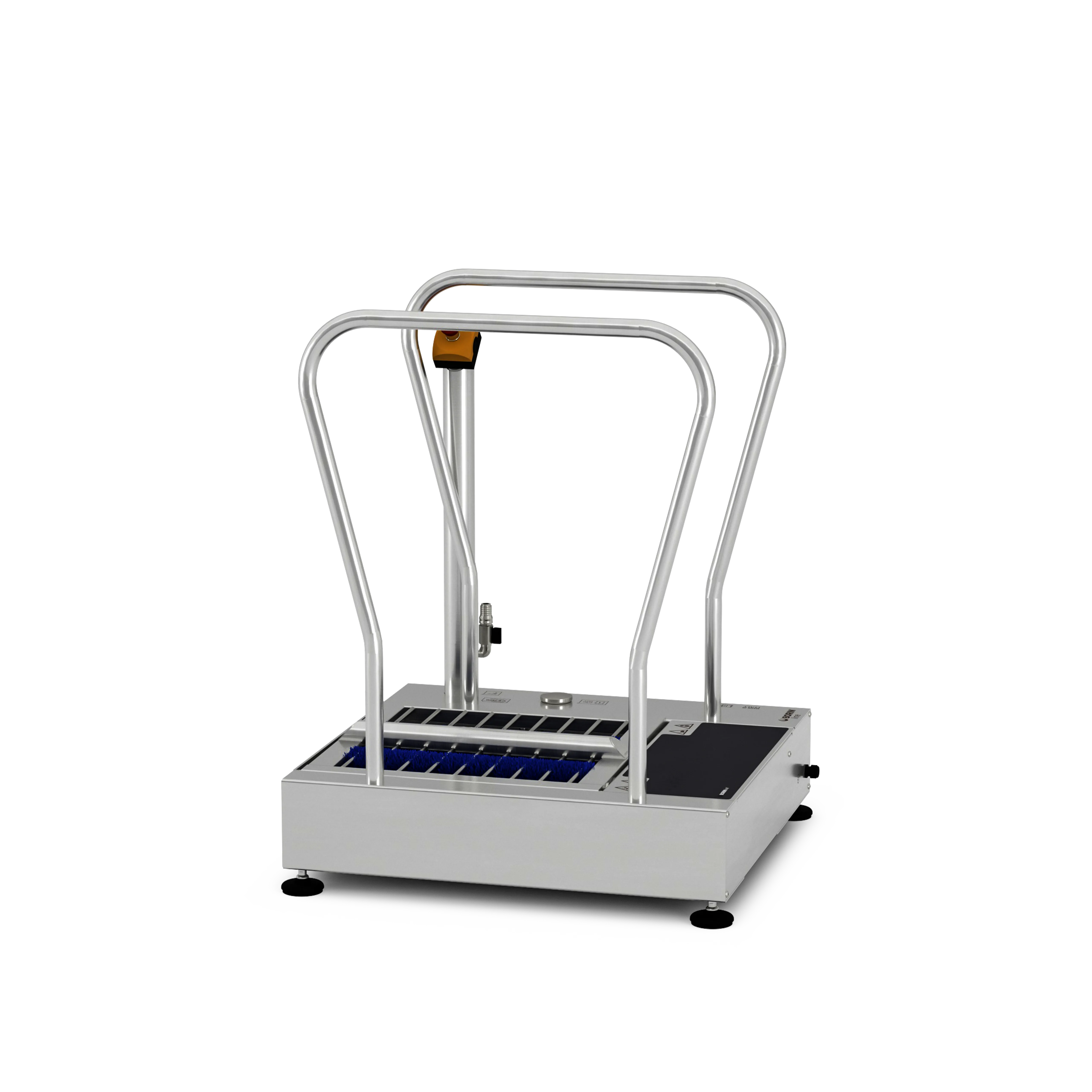 percorso sanificante borin base mini per la spazzolatura e sanificazione delle suole, con scorrimano, 60 cm di spazzole spiralate e kit lavaggio con doccetta