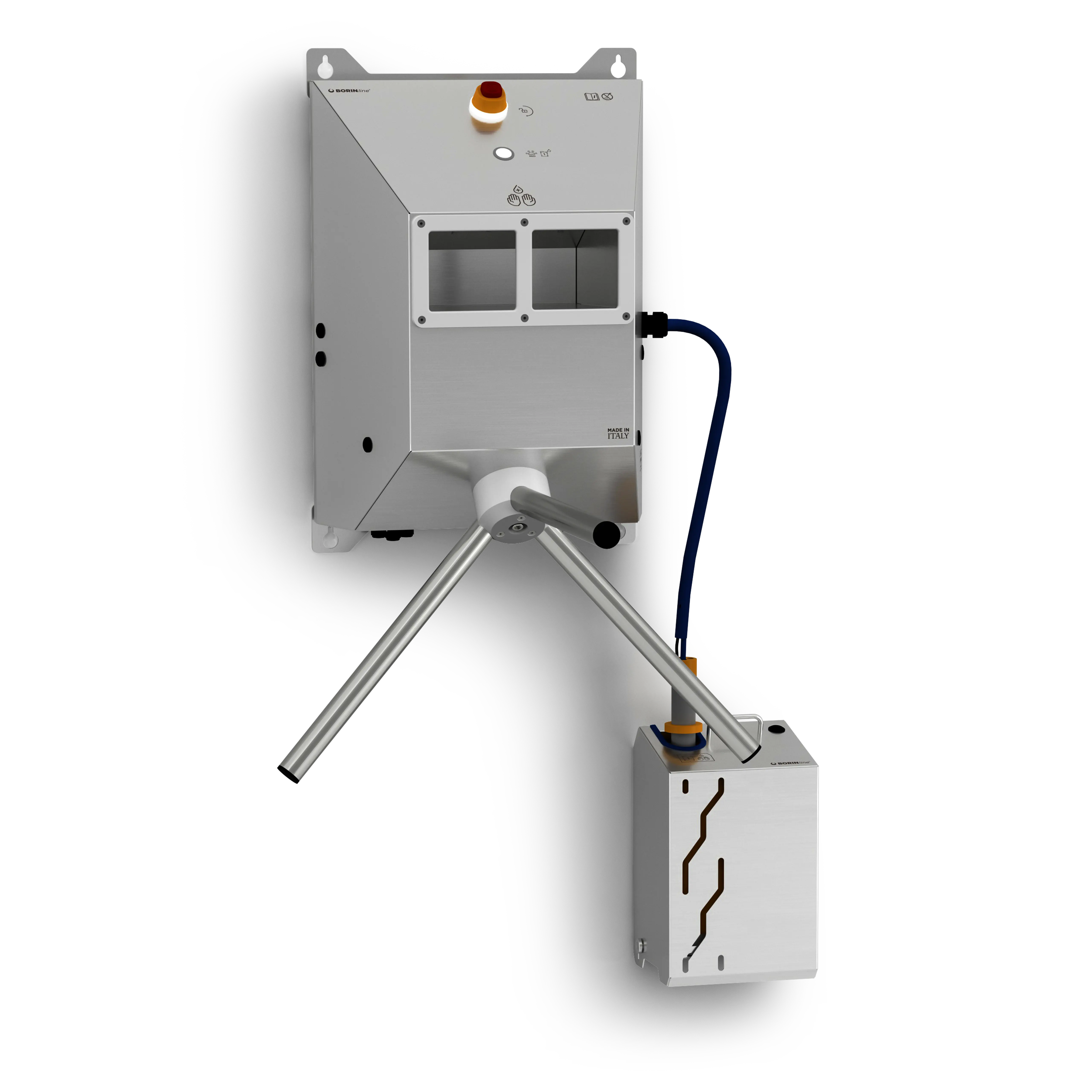 stazione igienizzante pensile borin cubana per la sanificazione o saponatura delle mani, con tornello elettromeccanico